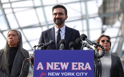 New York City mayor-elect Zohran Mamdani holds a press conference in the Queens borough of New York City
