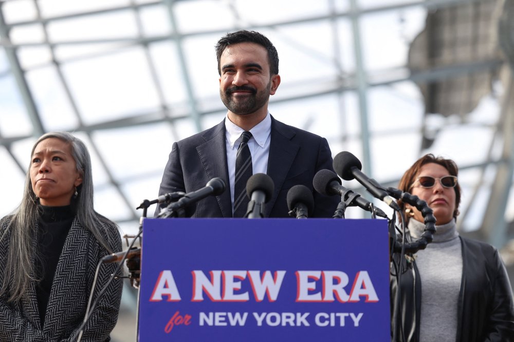 New York City mayor-elect Zohran Mamdani holds a press conference in the Queens borough of New York City