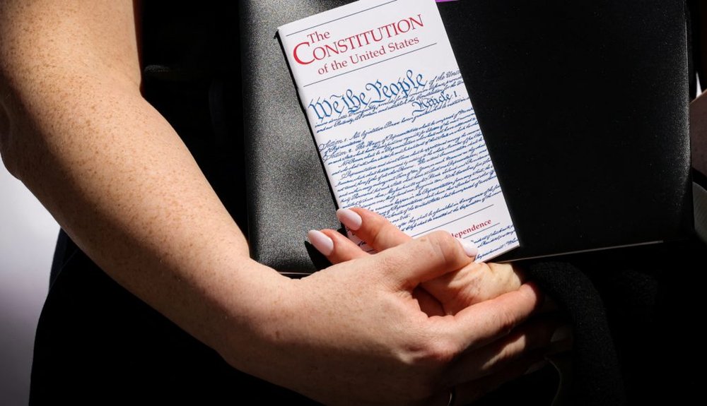 U.S. Senators Schumer and Gillibrand hold Free Speech rally in Foley Square in front of Federal Courthouse in New York