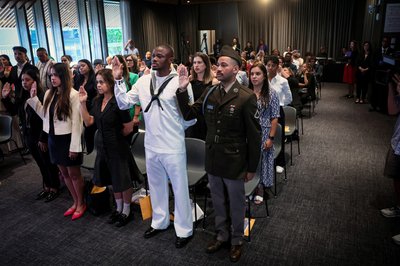 U.S. Citizenship and Immigration Services (USCIS) naturalization ceremony in New York