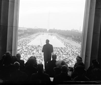 President Harding addressing crowd at the Lincoln Memorial Dedication
