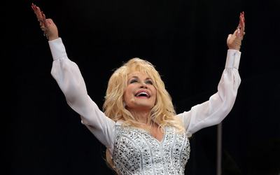 FILE PHOTO: Parton performs on the Pyramid Stage at Worthy Farm in Somerset, during the Glastonbury Festival