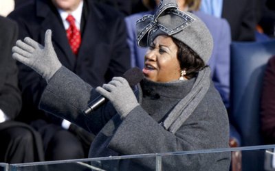 Singer Aretha Franklin performs during the inauguration cere