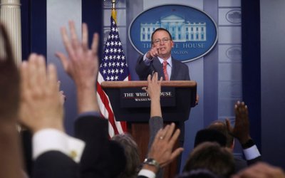 Acting White House Chief of Staff Mulvaney answers questions at media briefing at the White House in Washington
