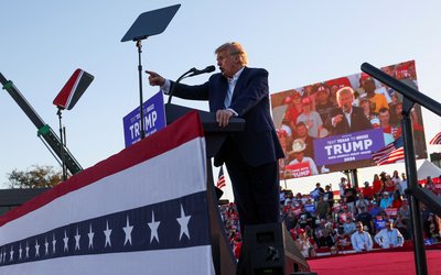 Former U.S. President Donald Trump holds a campaign rally in Waco, Texas