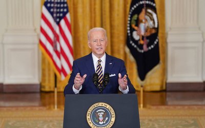 U.S. President Joe Biden holds a formal news conference at the White House