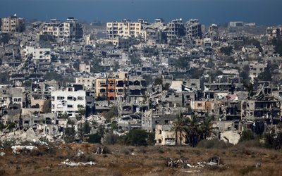 A general view shows destroyed buildings in Northern Gaza amid the ongoing conflict in Gaza between Israel and Hamas