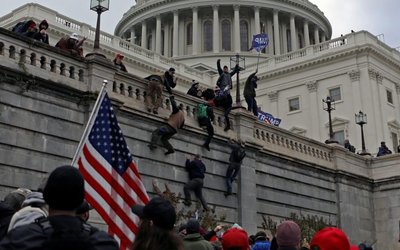 FILE PHOTO: Supporters of U.S. President Donald Trump protest outside the Capitol in Washington