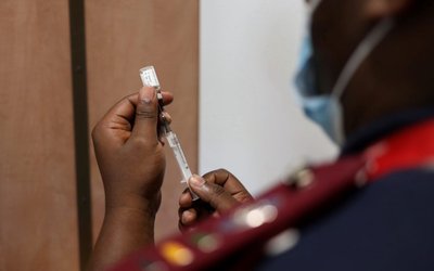 FILE PHOTO: A nurse prepares a dose of the of coronavirus disease (COVID-19) in Dutywa