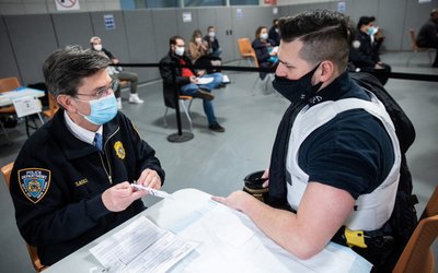 Members Of New York Police Department Receive Covid-19 Vaccine