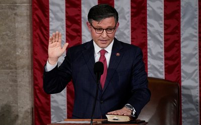 U.S. House of Representatives elect Mike Johnson as the new Speaker of the House at the U.S. Capitol in Washington
