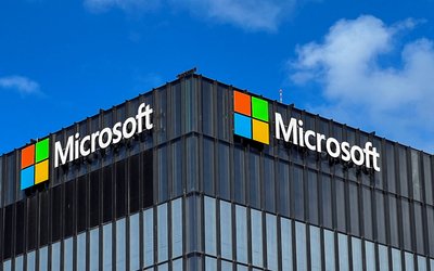 The logo of Microsoft is seen on the exterior of offices in Herzliya